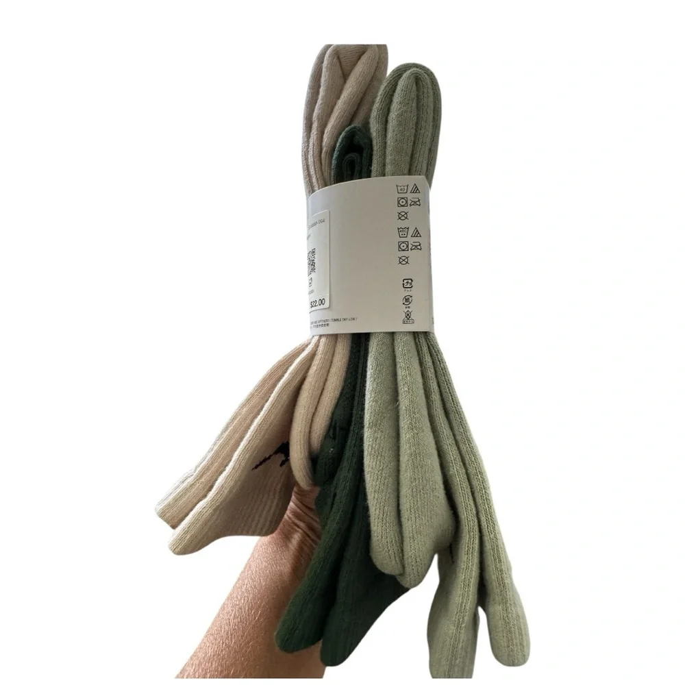 Bundle of 3 Pair Nike Everyday Plus Crew Socks - Green, Cream, Mint